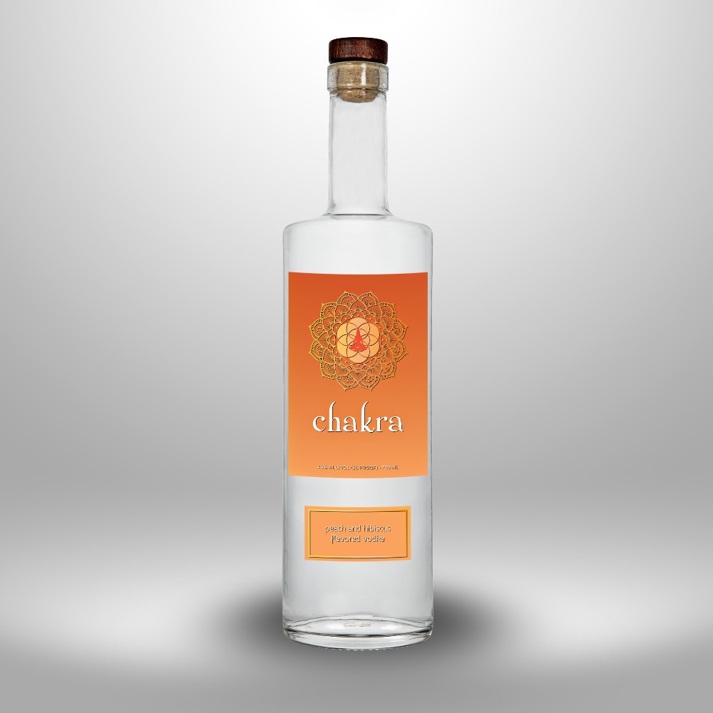 peach hibiscus flavored chakra vodka